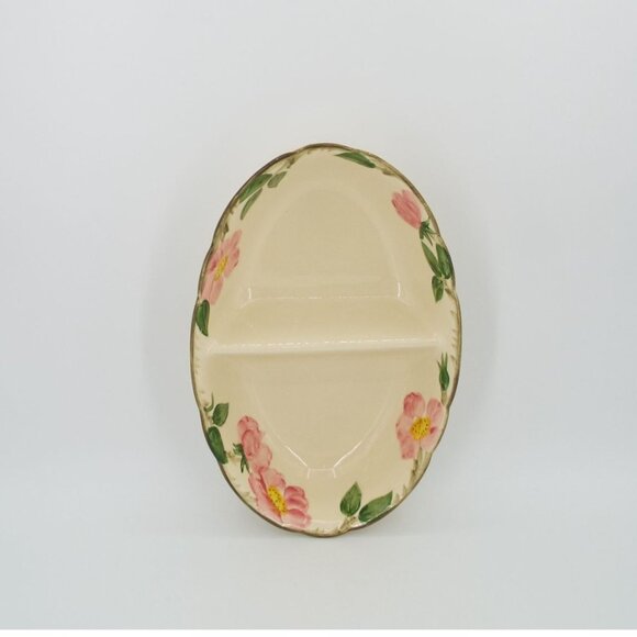 Vintage Franciscan Desert Rose Earthenware Oval Divided Serving Dish - Picture 2 of 8